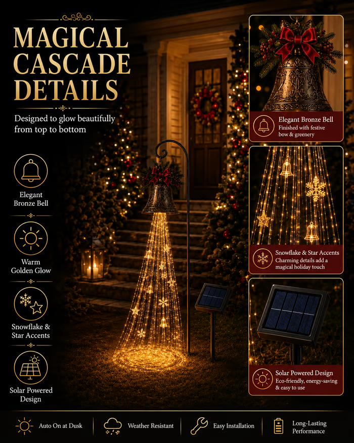 🎄🔥Christmas Bell Cascade Solar Yard Light🔔