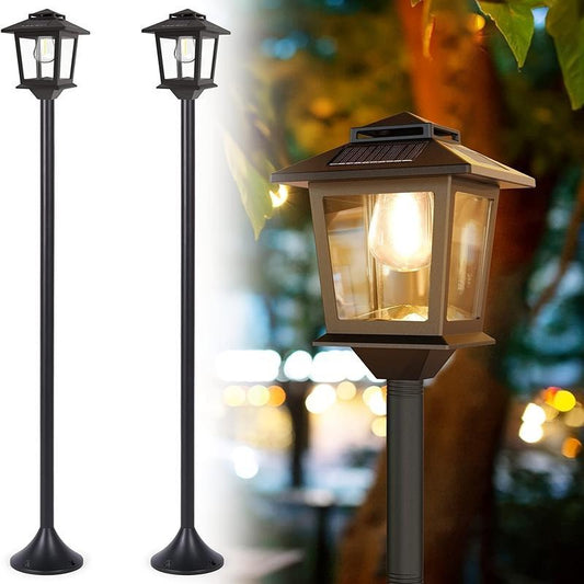 ☀️ Aluminum Solar Lamp Post Light | Warm White Solar Powered Outdoor Decor