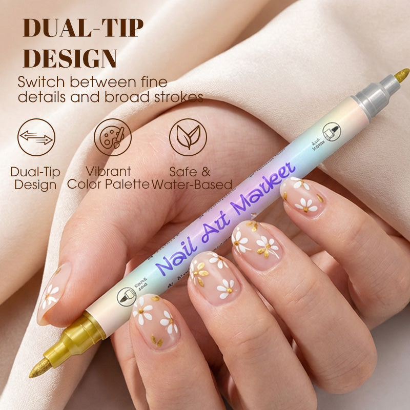 💅🖌️Nagelkunstpennen met 12 kleuren en twee uiteinden - DIY manicure tekenset