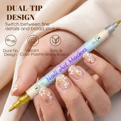 💅🖌️Nagelkunstpennen met 12 kleuren en twee uiteinden - DIY manicure tekenset