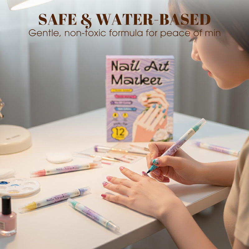 💅🖌️Nagelkunstpennen met 12 kleuren en twee uiteinden - DIY manicure tekenset