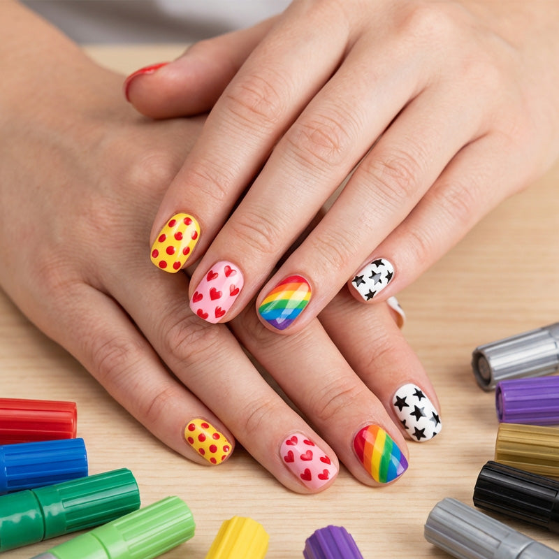 💅🖌️Nagelkunstpennen met 12 kleuren en twee uiteinden - DIY manicure tekenset