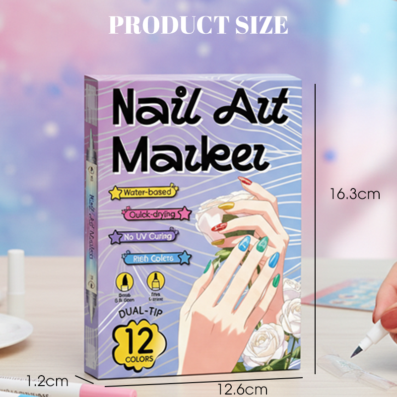 💅🖌️Nagelkunstpennen met 12 kleuren en twee uiteinden - DIY manicure tekenset