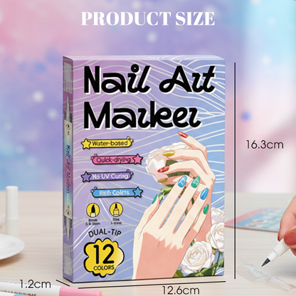 💅🖌️Nagelkunstpennen met 12 kleuren en twee uiteinden - DIY manicure tekenset