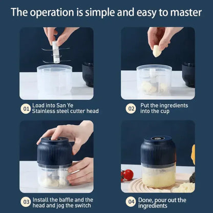 🧄⚡Cordless Electric Garlic Chopper & Mincer｜Chop Garlic, Onion, Chili in Seconds!